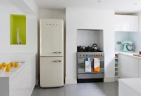 Retro fridge in kitchen