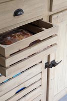 Detail of wooden kitchen drawers