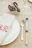 Detail of vintage place setting