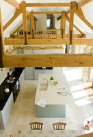 Exposed wooden beams of barn conversion
