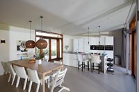 Contemporary open kitchen dining space