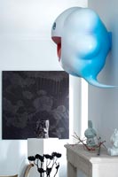 Cloud wall artwork in eclectic living room 