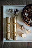 Christmas crackers and decorations 