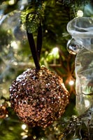 Close up of Christmas tree decorations 