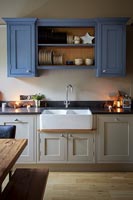 Butler sink and shelf unit in modern country kitchen 