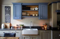 Butler sink and shelf unit in modern country kitchen 