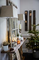 Christmas tree in modern country living room 