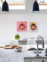 Modern artwork in kitchen 