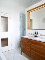 Modern twin sink unit in bathroom 