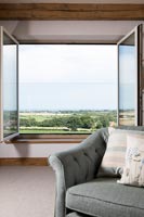 Large picture window with countryside views   