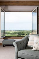 Large picture window with countryside views   