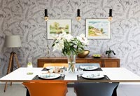 Retro dining room with feature wall 