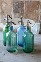 Coloured glass soda siphons