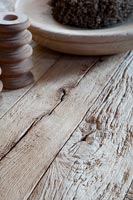 Wooden ornament on rustic table 