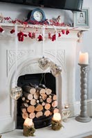 Christmas decorations on fireplace  