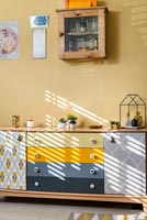 Modern dining room sideboard and painted wall