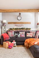 Cosy modern living room at Christmas 
