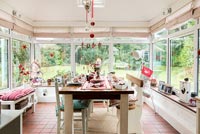 Modern country dining room in glazed extension 