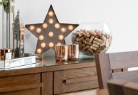 Rose gold candle holders and star light 