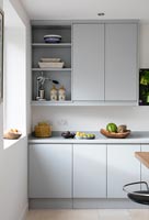Pale grey modern kitchen cabinets 