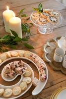 Festive food on wooden table 