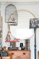 Decorative bird cage and floor lamp 