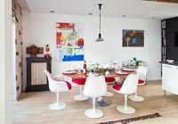 Modern dining room with vintage furniture at Christmas