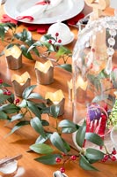 Detail of dining table at Christmas 
