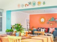 Colourful dining and living room 