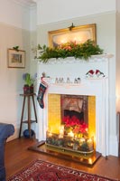 Classic fireplace decorated at Christmas