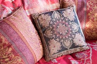 Patterned cushion covers and throw
