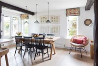 Dining area in open plan country style kitchen diner 