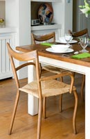 Wooden dining room chair in modern dining room 