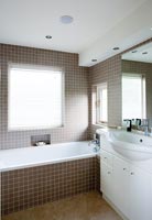 Brown and white modern bathroom 