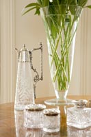 Classic glassware on wooden table 
