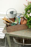 Trug with gardening tools and equipment 