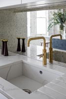 White marble sink in modern kitchen 