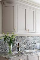 Modern kitchen wall units and marble worktop