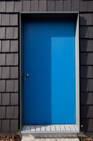 Bright blue front door 