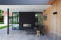 Patio in front of modern house