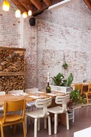 Modern restaurant with exposed brickwork 