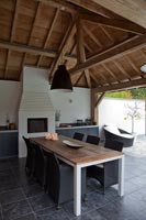 Outdoor kitchen and dining area