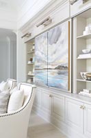 Mural painted on cabinet doors in classic living room 