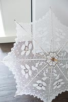 Vintage white crocheted parasol 