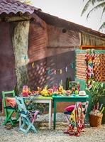Colourful outside dining space