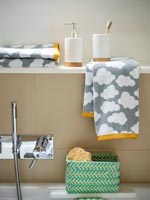 Bathroom towels and containers