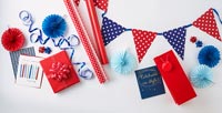 Red and blue gift wrapping 