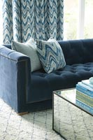 Sofa with matching curtain and cushion fabric 