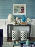 Modern vases on console table