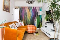 Colourful feature wall in modern living room